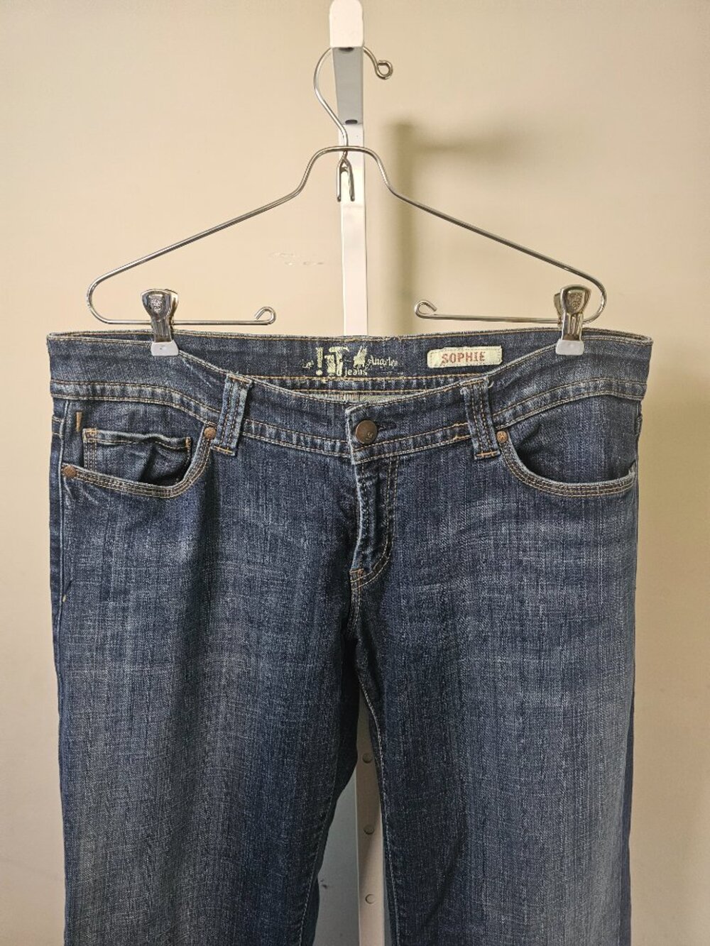 !It Jeans Sophie Blue Grunge Flared Low Rise 32L - Picture 2 of 9